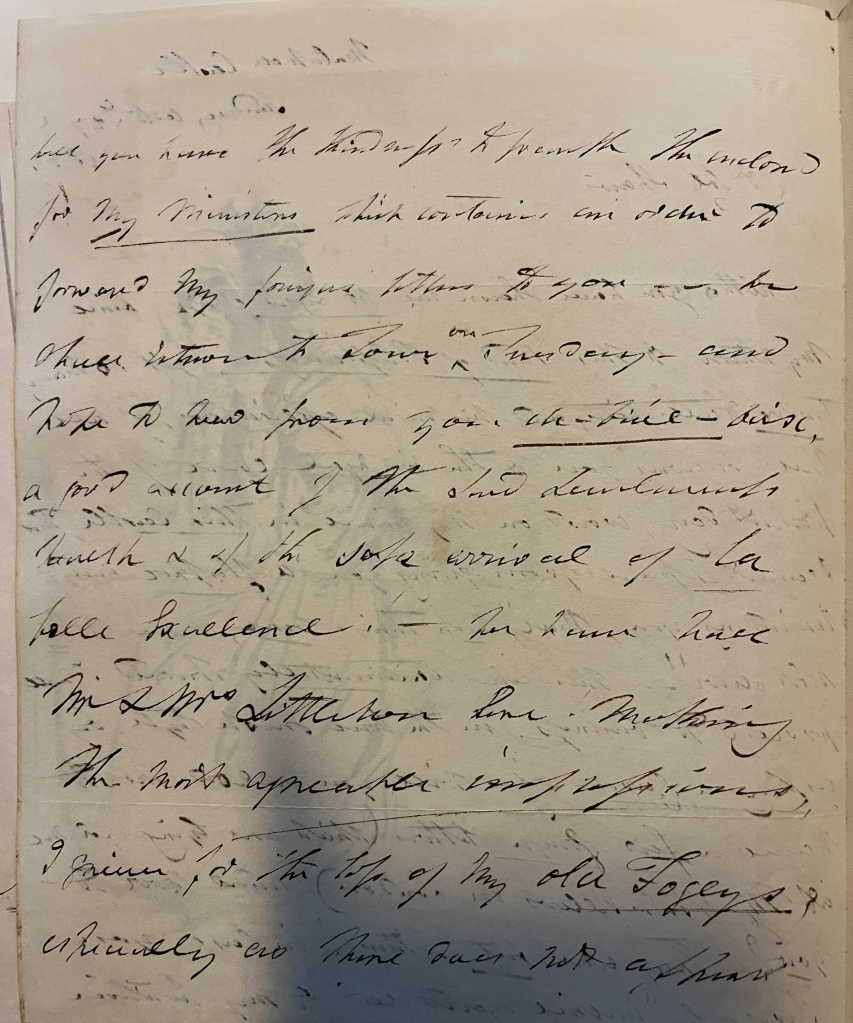 Letter from Sydney Morgan to Colonel Shawe dating from 1833